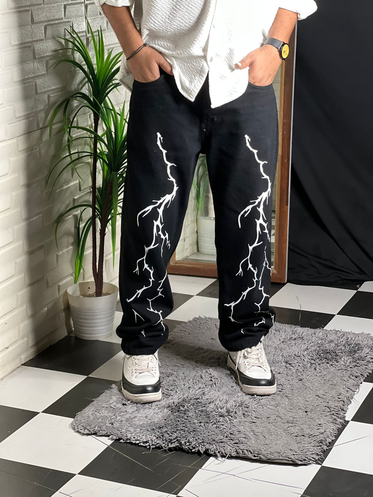 Spark Black Straight Fit Denim Jeans